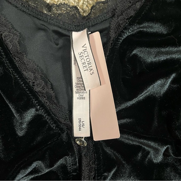 Victoria's Secret Deep V Black Velvet Bodysuit Lingerie Lace Size Large BNWT - Picture 3 of 5